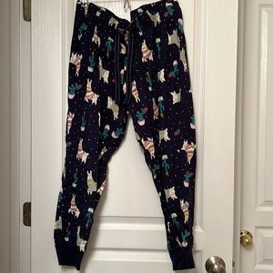 Old Navy Large PJ Joggers with Festive Christmas Llama